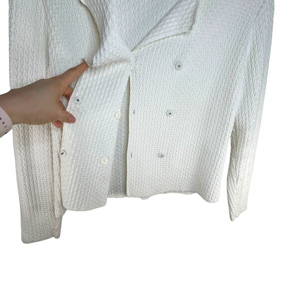 Talbots Double Breasted Sweater Cardigan Jacket Ivory Cream Women's Size M - Picture 3 of 6